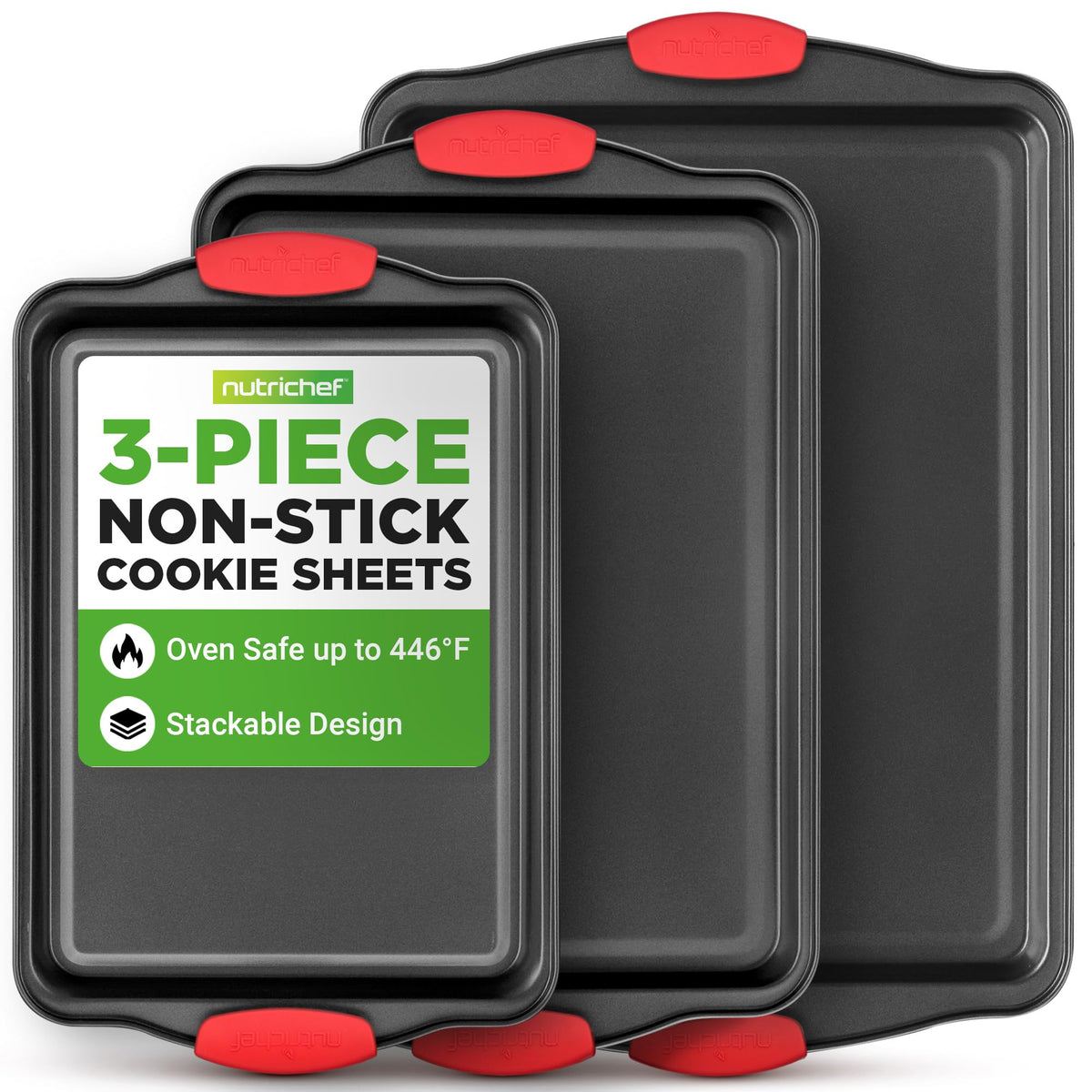 NutriChef Baking Sheet Set, 2-Piece Nonstick Cookie Sheets