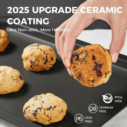 HONGBAKE Ceramic Baking Sheet Pan Set of 3, Easy to Grab, Non-Toxic