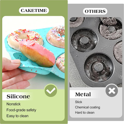 CAKETIME 3 Inch Silicone Donut Pan for Baking Nonstick Doughnut Mold(3 Pcs)