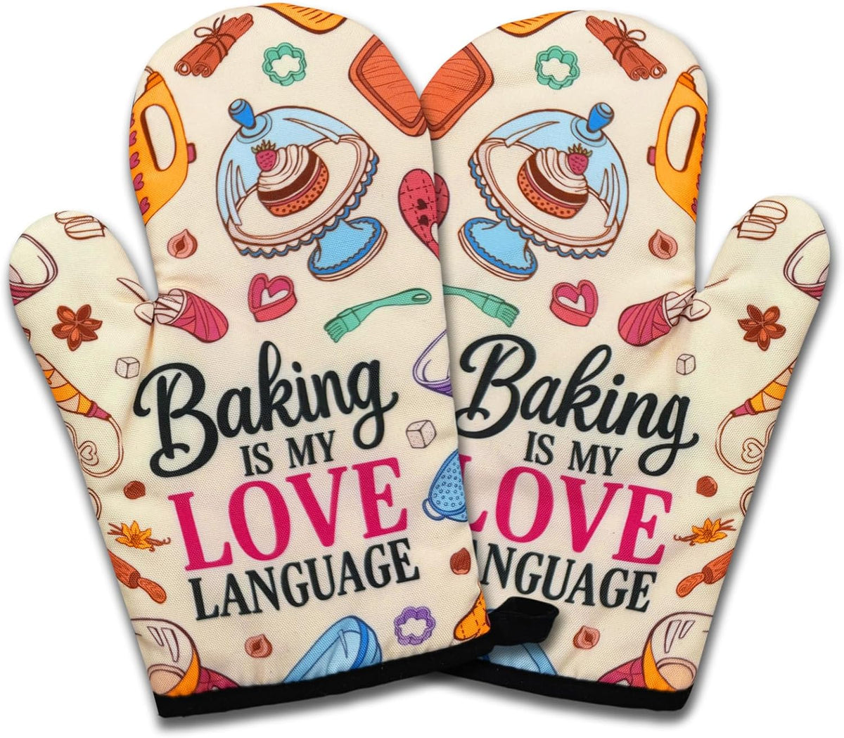 Baking Oven Mitts, Fun Heat Resistant Kitchen Gloves, Baker Gifts