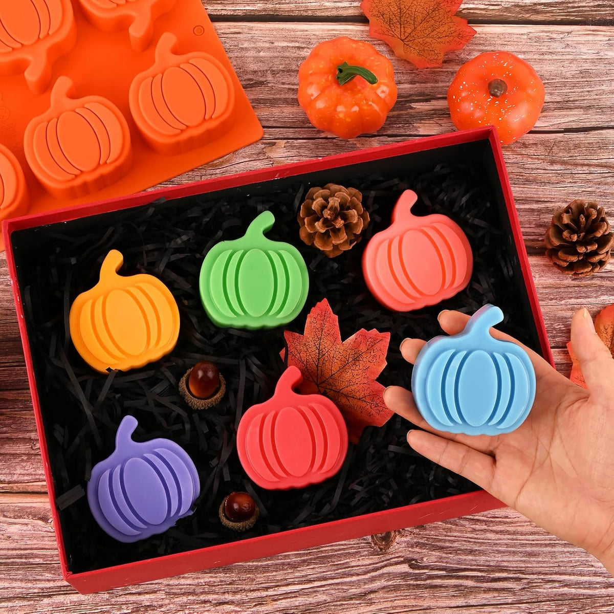 WMKGG 3 Pack Pumpkin Silicone Mold, 6-Cavity Pumpkin Cake Pan