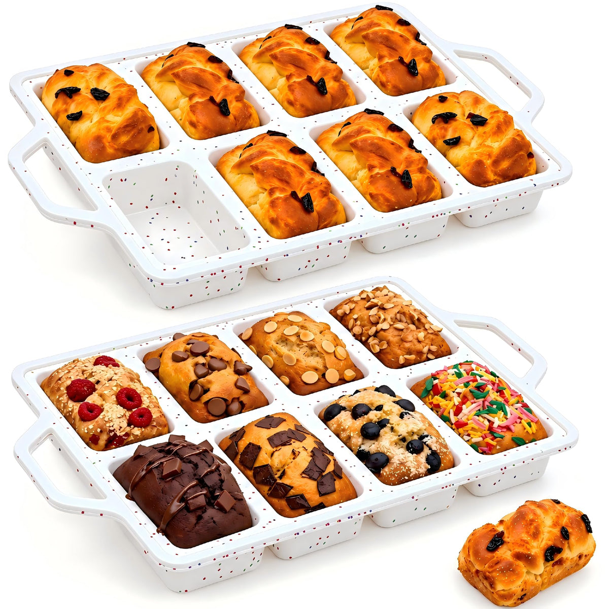 2 Pack Vinino Silicone Mini Loaf Pans Cake Bread Baking Metal Reinforced