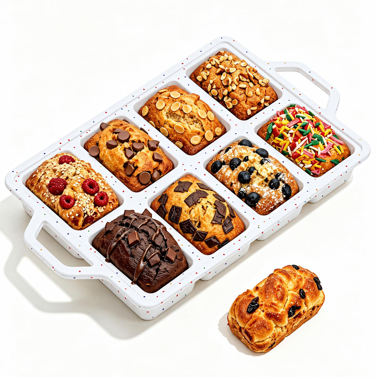2 Pack Vinino Silicone Mini Loaf Pans Cake Bread Baking Metal Reinforced