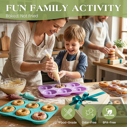 CAKETIME 3 Inch Silicone Donut Pan for Baking Nonstick Doughnut Mold(3 Pcs)