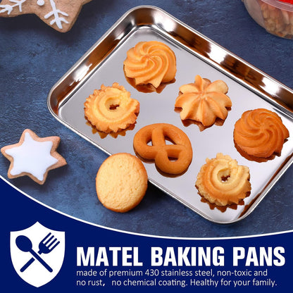 Mimorou 12 Pcs Baking Sheet Stainless Steel Cookie Pans, 7.1 x 5.1 Inch