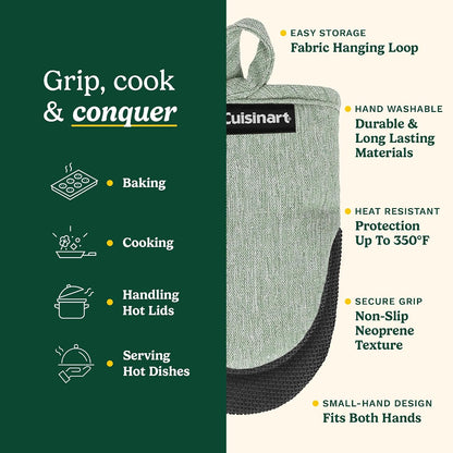 Cuisinart Mini Oven Mitts, 2-Pack, Neoprene Grip, Heat Resistant 350F