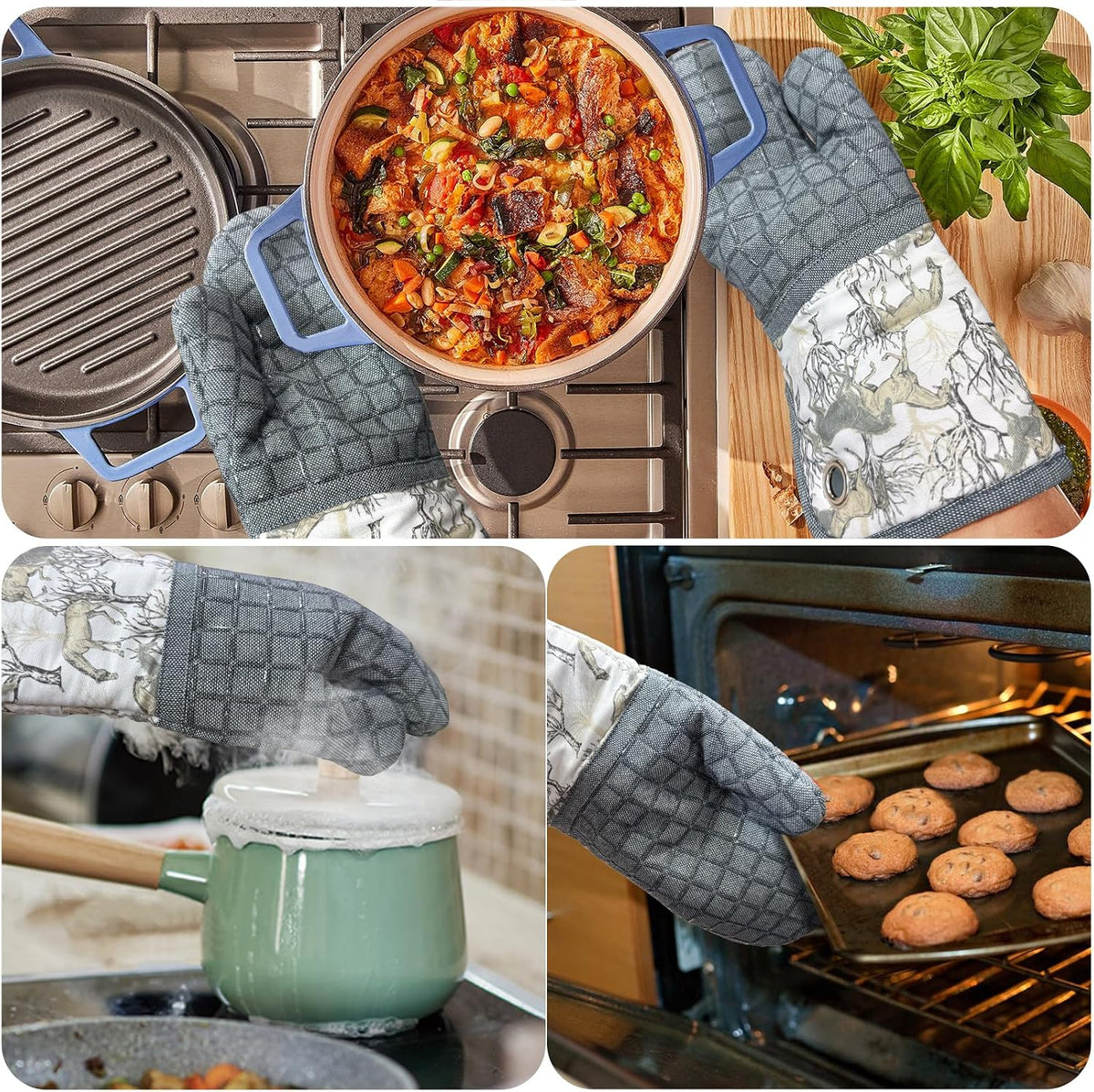 Silicone Printing Oven Mitts Heat Resistant to 500 Degree