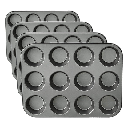 Amazon Basics Nonstick Muffin Pan, Set of 2, Sturdy, Oven Safe, Bakes Evenly, Easy to Clean, 12 Cups, Gray, 13.9x10.55x1.22"
