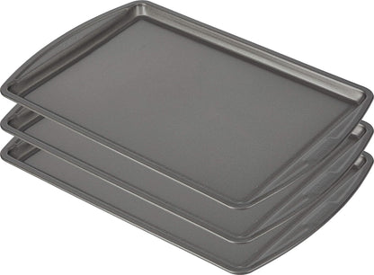 GoodCook Everyday Baking Sheet Set Nonstick Carbon Steel Standard-Sized Cookie Sheets for Even Baking, Bakeware Set Includes 3 Pans with Scratch-Resistant Finish, 13x9-Inch, Gray