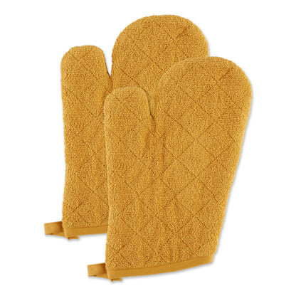 DII Basic Terry Collection 100% Cotton Quilted, Oven Mitt, Nautical Blue, 2 Piece