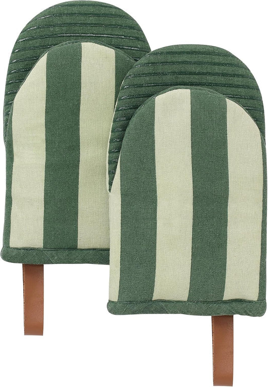 Folkulture Oven Mitts, Heat Resistant, Matcha Green, Set of 2 - (5.75"x9")
