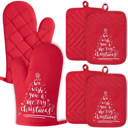 6Pcs Funny Oven Mitts Pot Holders The Kitchen is The Heart of The Home Heat Resistant Hot Pad Machine Washable Gloves with Hanging Loop Pocket Hot Pad for Baking Cooking Pink