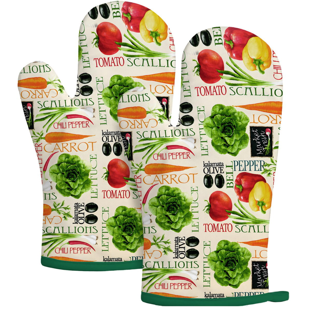 Retro Cherry Oven Mitts, Red Cherries and Polka Dots, Set of 2